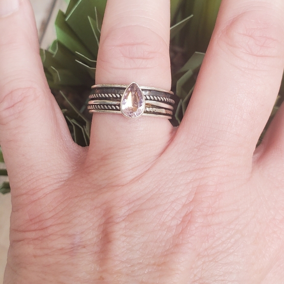 New Pink Topaz 925 Silver Spinner Meditation Ring. - Picture 6 of 11